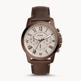 Fossil Men’s Quartz Brown Leather Strap Grey Dial 44mm Watch FS5344